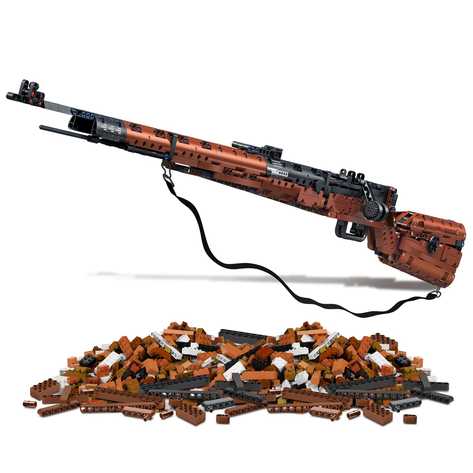 1:1 Model Gun Building Blocks Kit - DIY Military Toy for Collectors (1025 Pcs) - Battle Scene Display