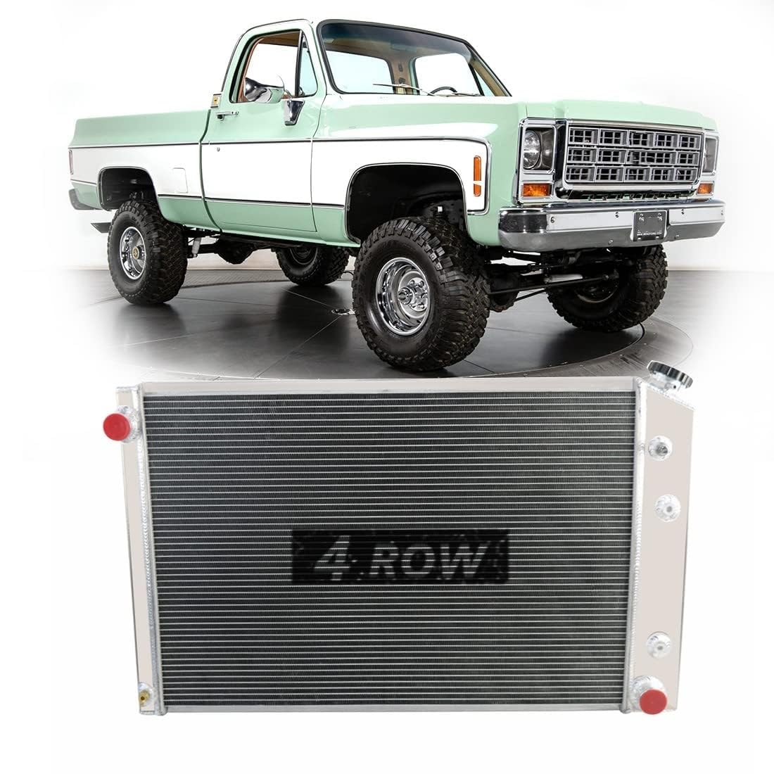 High-Performance 4 Row Full Aluminum Radiator for 1973-1991 GMC Chevy C/K 10 20 30 Series Truck, Suburban, Jimmy, Blazer & GM Vehicles - Enhanced Cooling for Off-Road, Towing & Hot Weather Driving