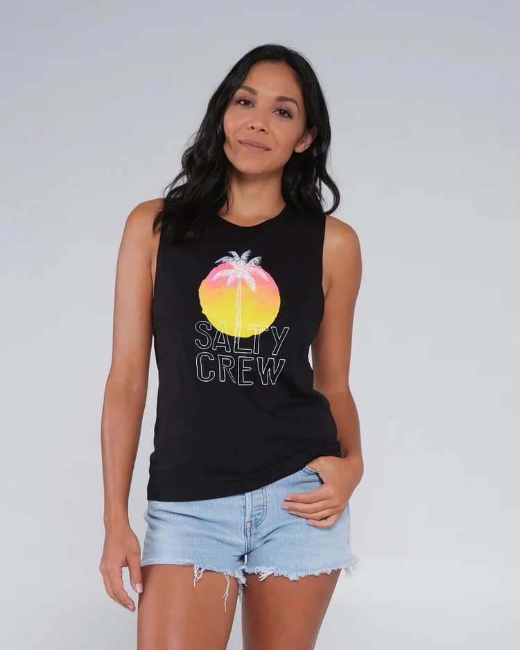 Salty Crew Summer Vibes Women's Muscle Tank Top - Breathable Workout & Beachwear for Yoga, Running & Casual Outfits