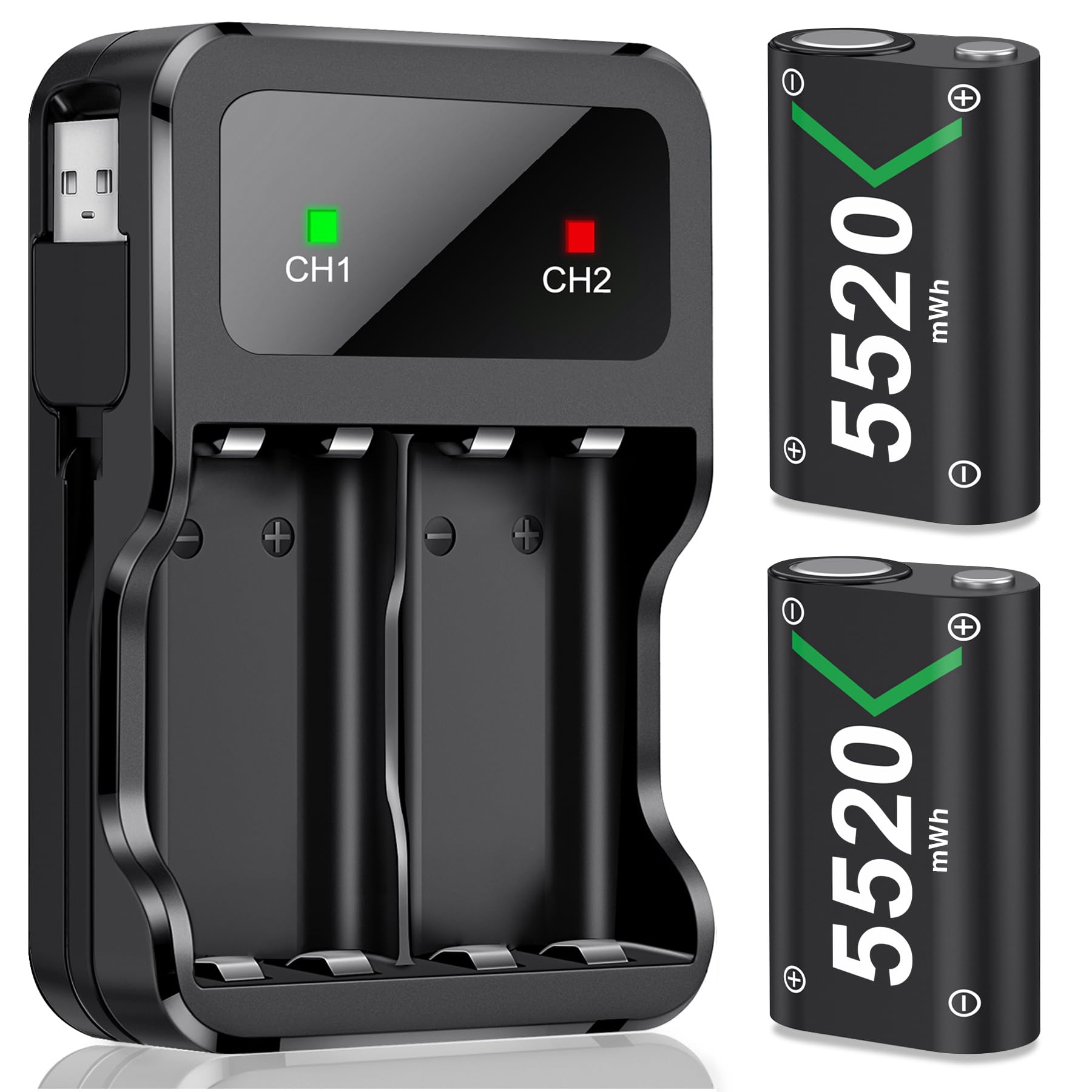 Rechargeable Battery Pack for Xbox One/Xbox Series X|S Controllers - 2x5520mWh Long-Lasting Power for Xbox One S/One X/One Elite - Perfect for Gaming Marathons & Wireless Play