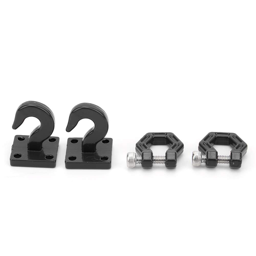 1/10 Scale RC Car Metal Trailer Hook - 2pcs Black Heavy Duty Tow Hook for SCX10 90046 TRX4 D90 RC Crawler & Toy Cars - Perfect for Off-Roading, Trail Adventures & RC Truck Accessories