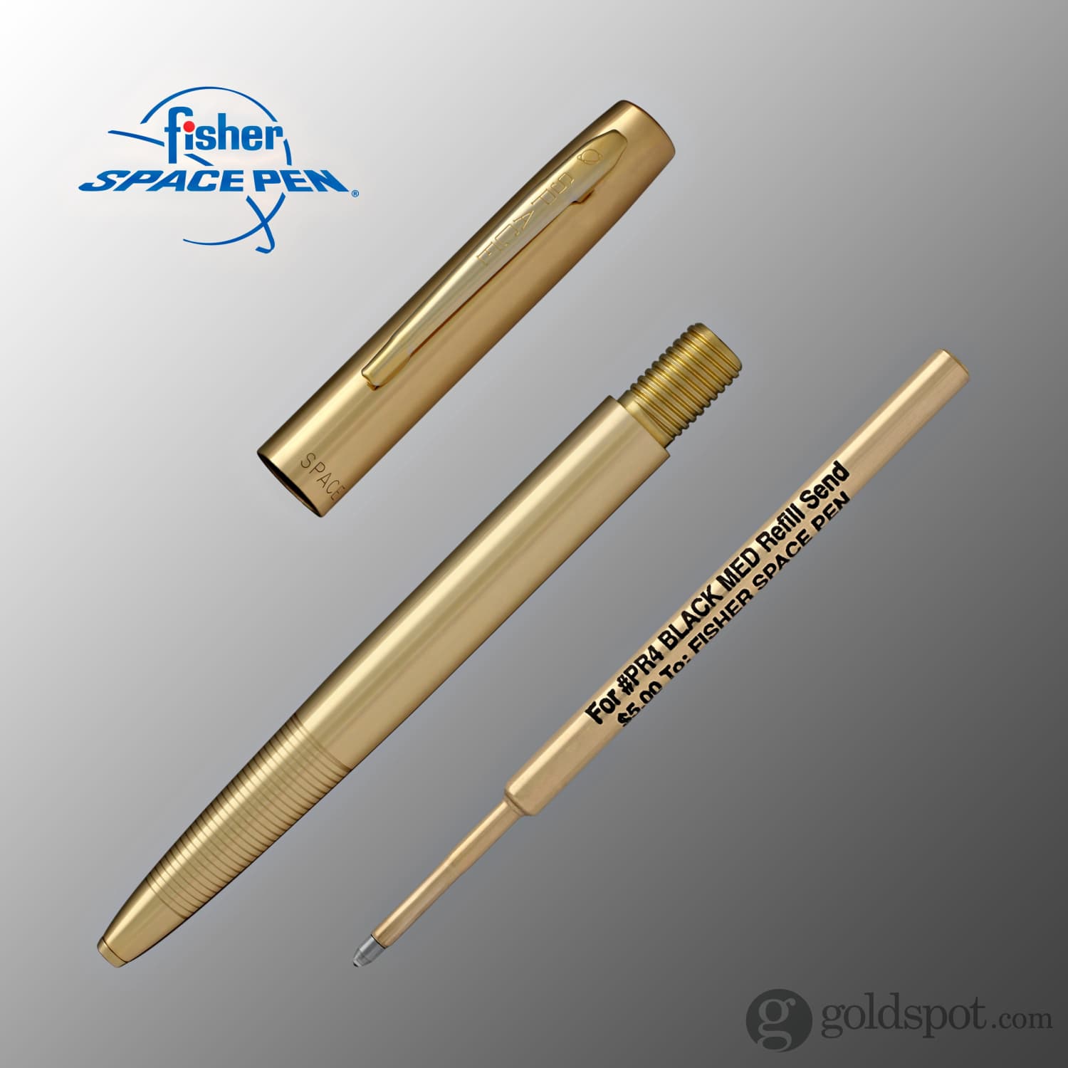 Fisher Space Pen Cap-O-Matic Ballpoint Pen - Brass Lacquer Finish, Refillable & Pressurized Ink for Smooth Writing - Perfect for Office, Travel, and Outdoor Adventures