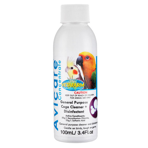 Avicare Cage Cleaning Concentrate 100ML - Small Animal Cage Cleaner for Birds, Hamsters & Reptiles | Safe & Effective Disinfectant | Perfect for Daily Cage Maintenance & Odor Control