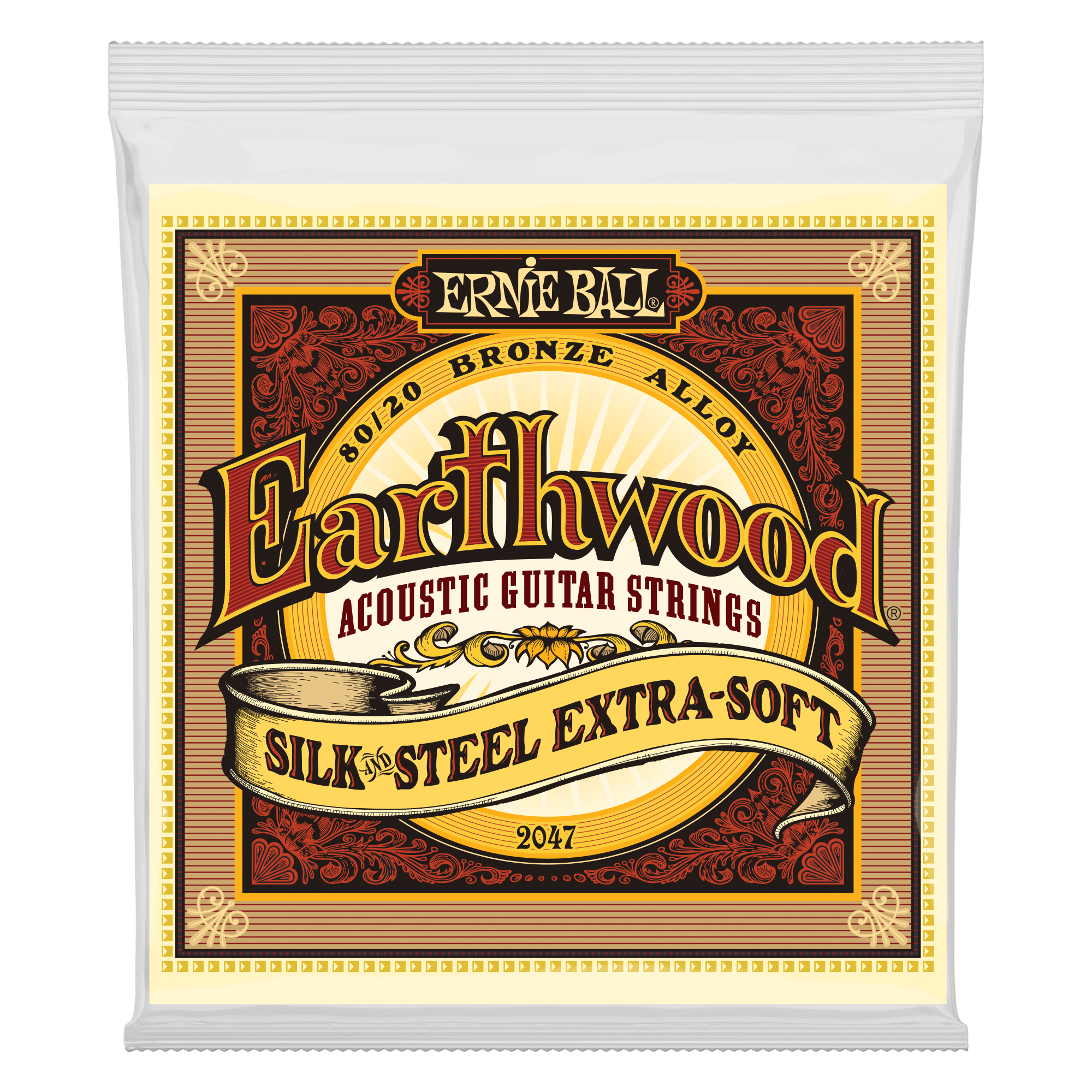 Ernie Ball Earthwood Silk & Steel Extra Soft Acoustic Guitar Strings - 10-50 Gauge, 80/20 Bronze Alloy | Perfect for Gentle Playing & Fingerstyle