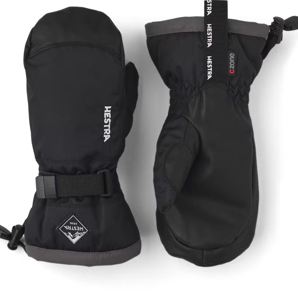 Hestra Gauntlet Czone Kids Ski Mittens - Waterproof Winter Gloves for Boys & Girls, Black (32531) - Perfect for Snowboarding, Skiing & Outdoor Winter Activities