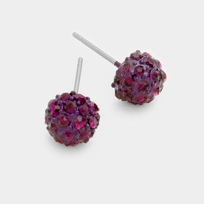 Amethyst Crystal Ball Stud Earrings for Little Girls | Dainty Purple Gemstone Jewelry | Perfect for Birthdays, Parties & Special Occasions
