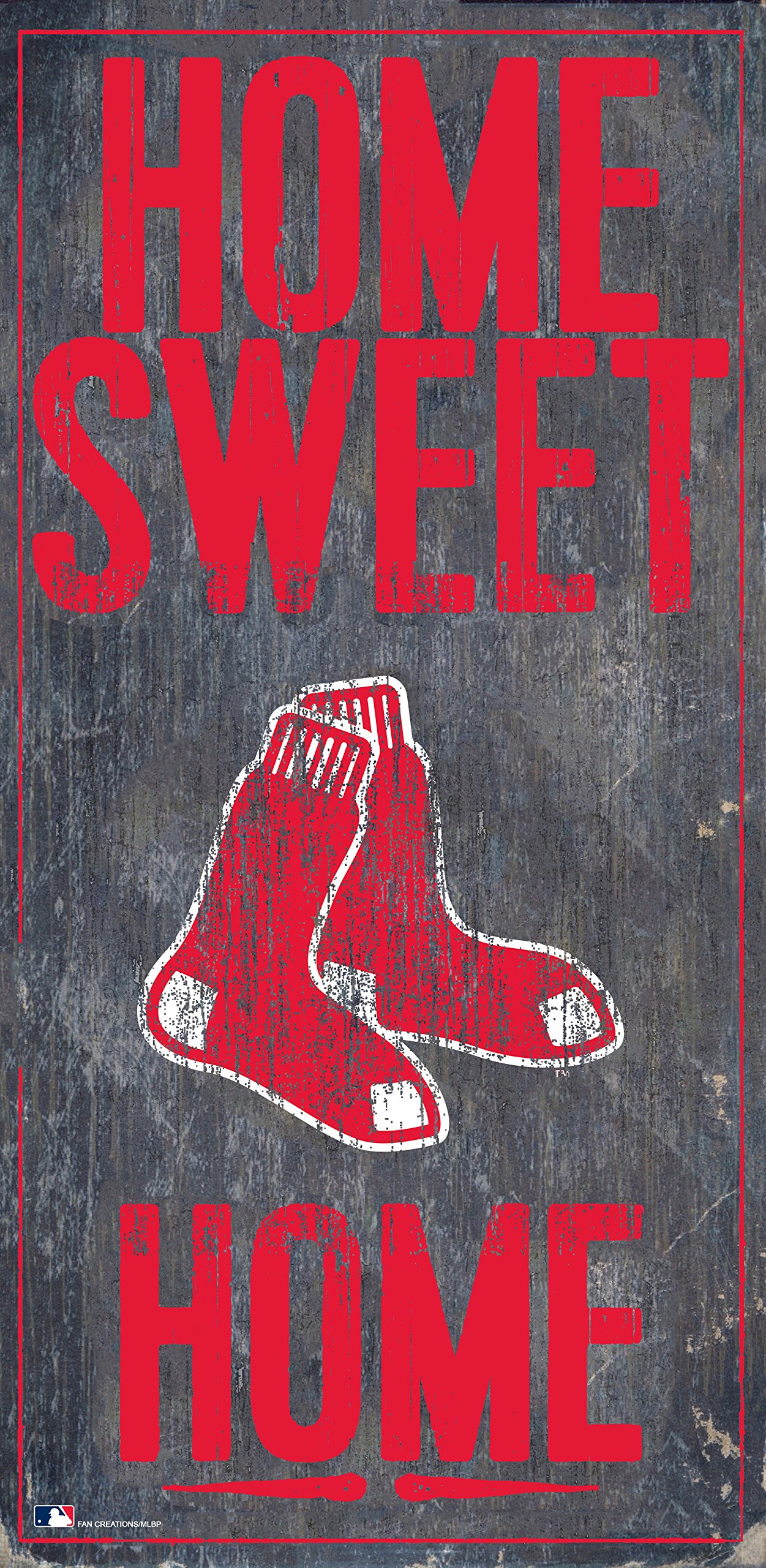 Boston Red Sox 6x12 Inch Wooden Wall Decor - 'Home Sweet Home' Sign for Baseball Fans, Living Room, Man Cave & Game Room Decor