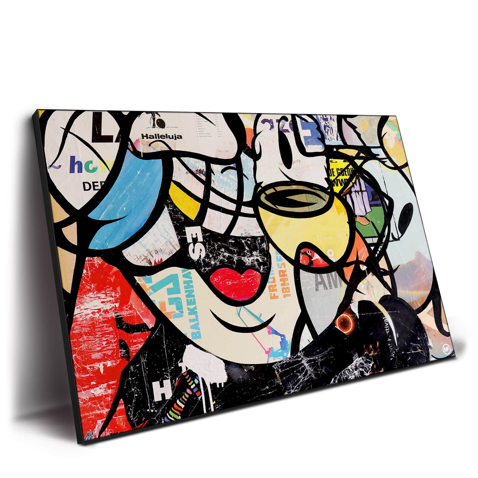 Abstract Pop Art Collage Wall Art by Michiel Folkers - Large Modern Canvas Painting 24x36 Inches - Perfect for Living Room, Bedroom & Office Decor
