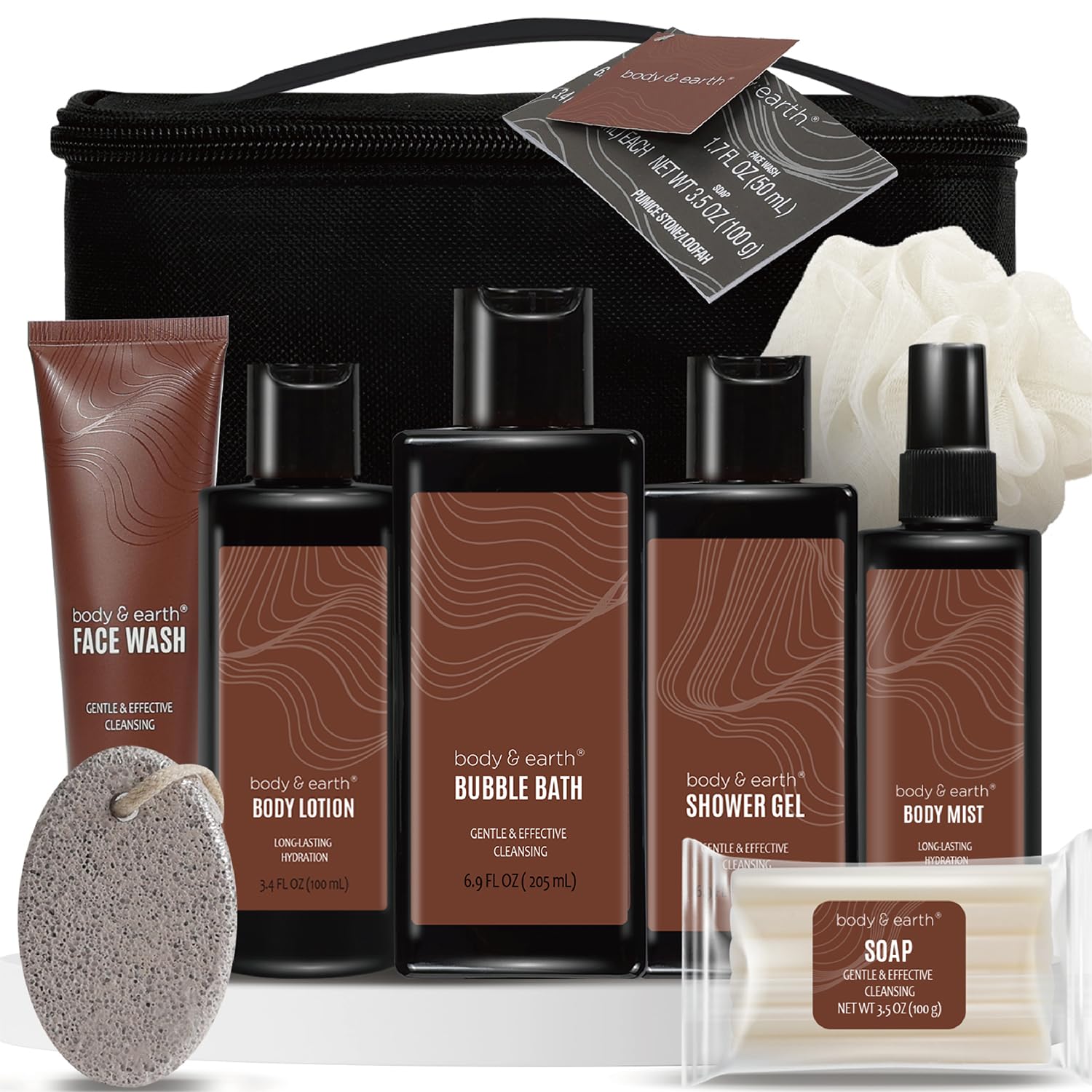 Men's Bath and Body Gift Set - Body Lotion, Face Wash, Shower Gel, Bubble Bath with Loofah | Luxury Spa & Grooming Kit for Men | Perfect Birthday, Father's Day & Holiday Gift for Him | Home Relaxation & Self-Care Essentials