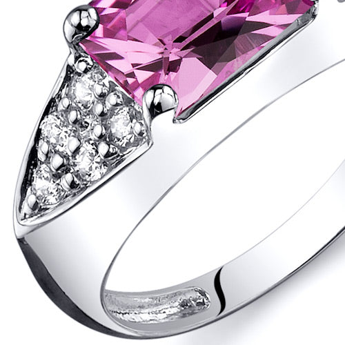 Exquisite Pink Sapphire Radiant Cut Sterling Silver Ring - Size 6 | Elegant Jewelry for Women | Perfect for Engagement, Anniversary & Special Occasions