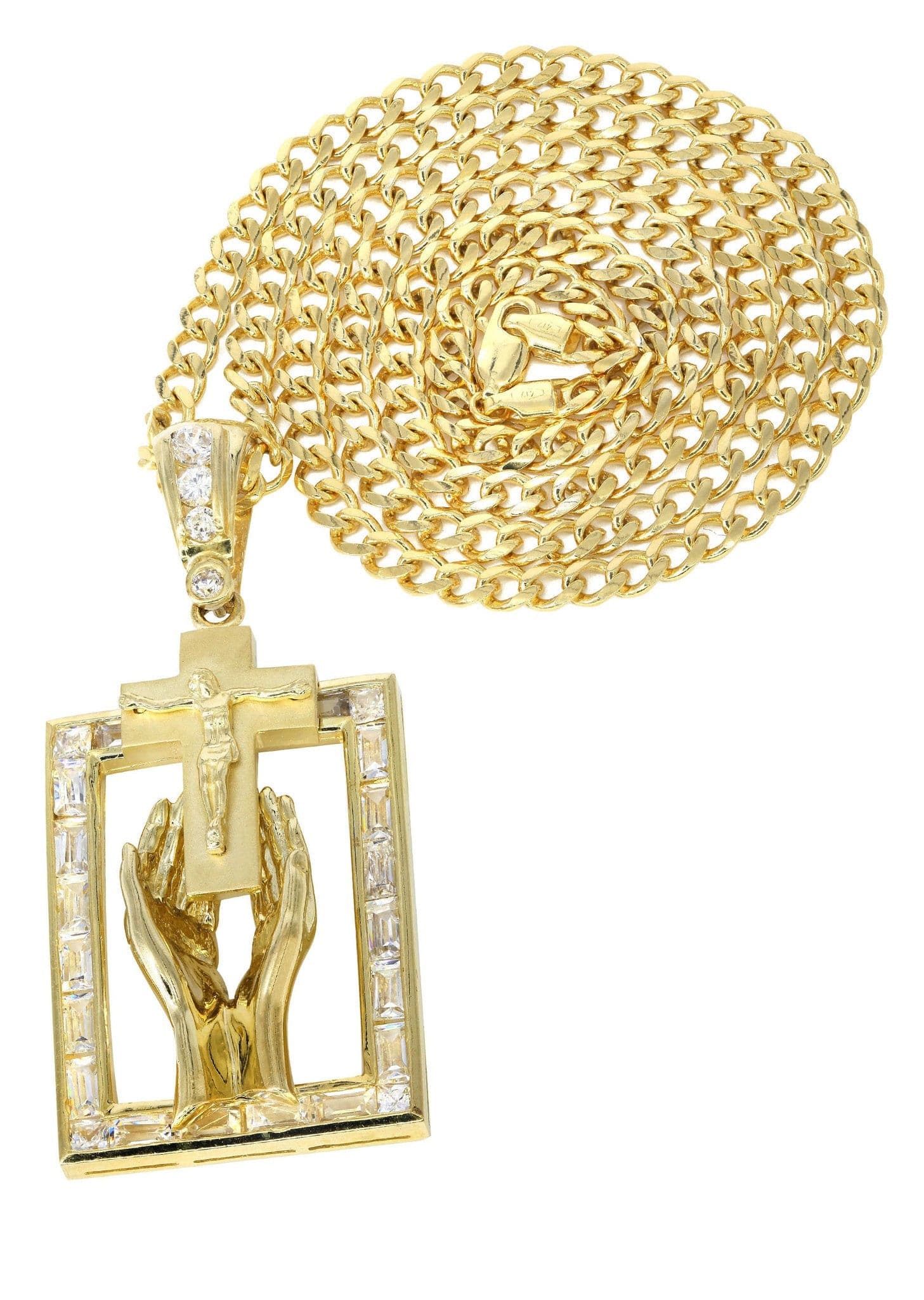 10K Yellow Gold Praying Hands Pendant Necklace | 33 Grams | Religious Jewelry for Prayer, Gifts & Special Occasions
