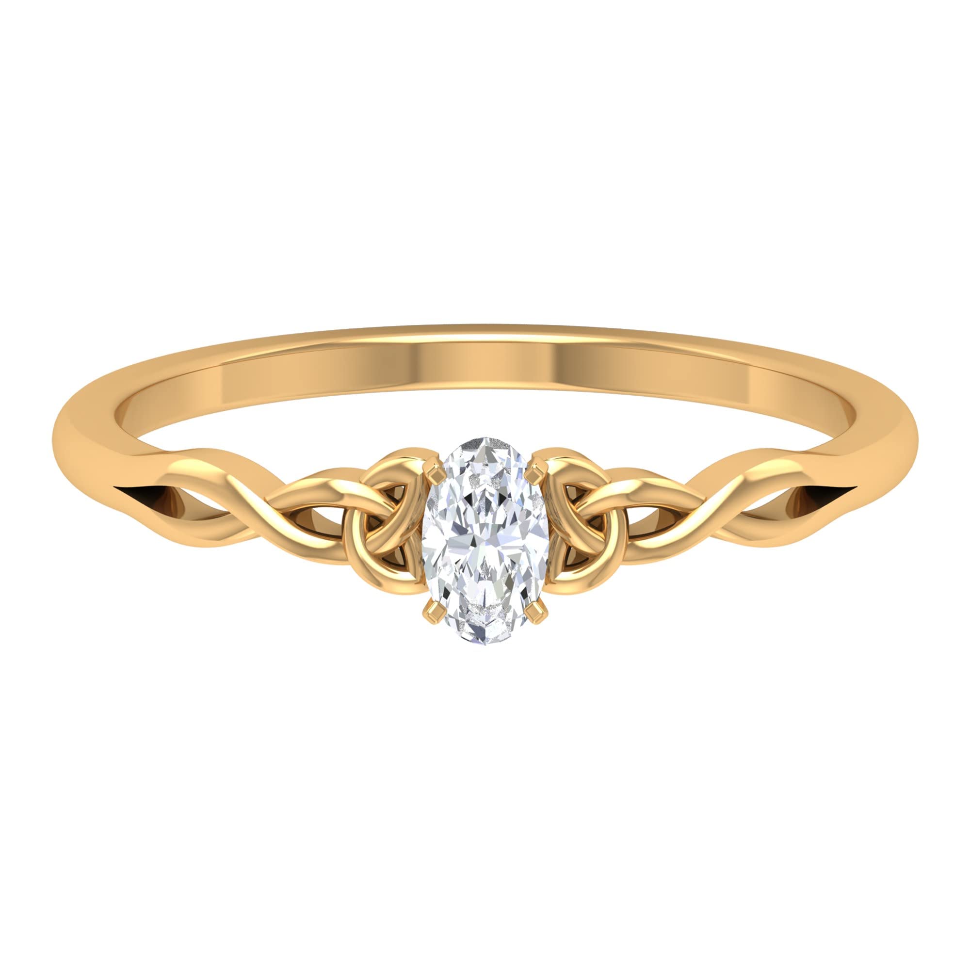 0.25 CT Oval Cut Diamond Solitaire Ring for Women - 3X5 MM April Birthstone Engagement Ring in 14K Solid Gold - Perfect for Weddings, Anniversaries & Special Occasions