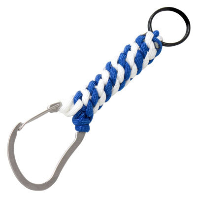 Eiger Paracord Carabiner Keychain - Royal Blue & White - Outdoor Survival, Camping, Hiking, Emergency Gear Accessory