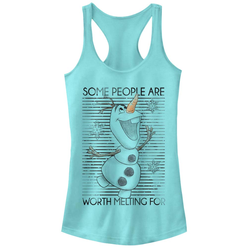 Fifth Sun Women's Frozen Worth The Melt Slim Fit Scoop Hem Racerback Tank Top - Cute Graphic Tees for Summer, Casual Wear, Gym & Lounge