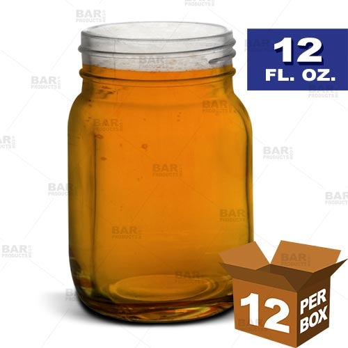 BarConic® 12 oz Mason Jars Without Handles - Pack of 12 | Airtight Glass Canning Jars for Preserves, Pickling, DIY Crafts & Home Decor