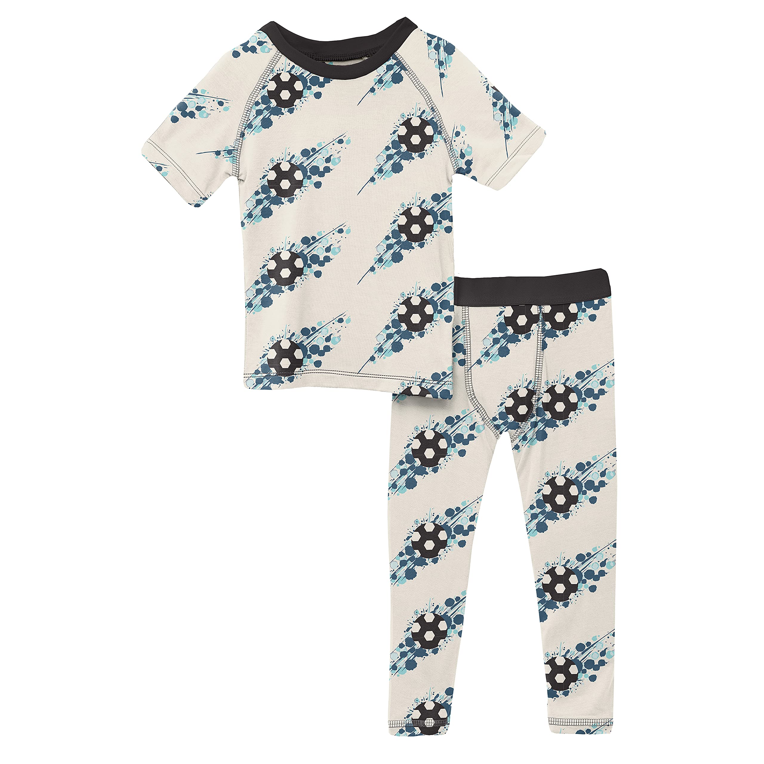 KicKee Pants Kids Sport Pajama Set - Soft Short Sleeve Tee & Fitted Bottoms for Boys & Girls - Perfect for Sleepovers, Travel & Cozy Nights at Home