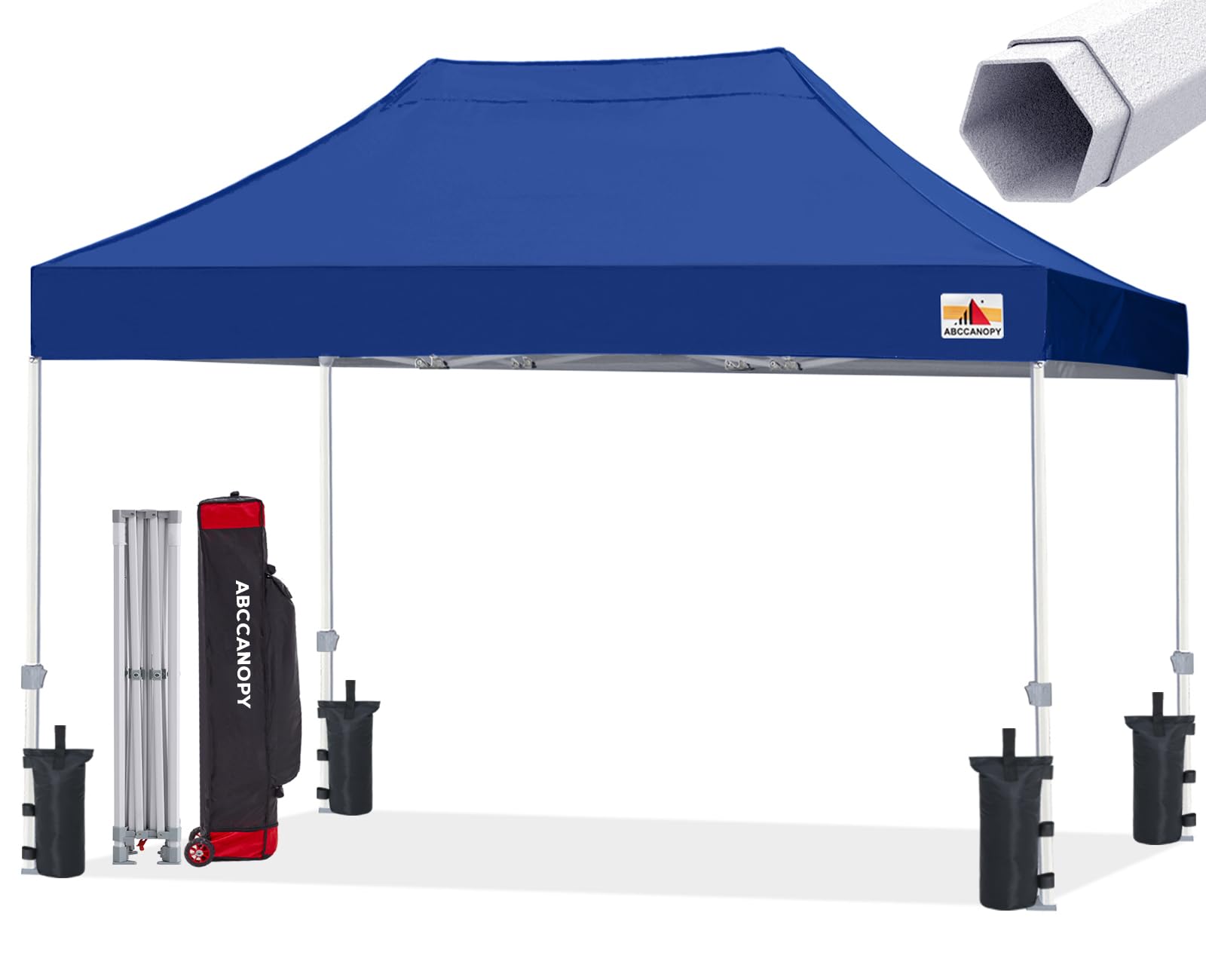 ABCCANOPY 10x15 Commercial Pop Up Canopy Tent - Premium-Series Heavy Duty Outdoor Canopy with Navy Blue Waterproof Cover - Perfect for Farmers Markets, Flea Markets, Outdoor Events & Camping