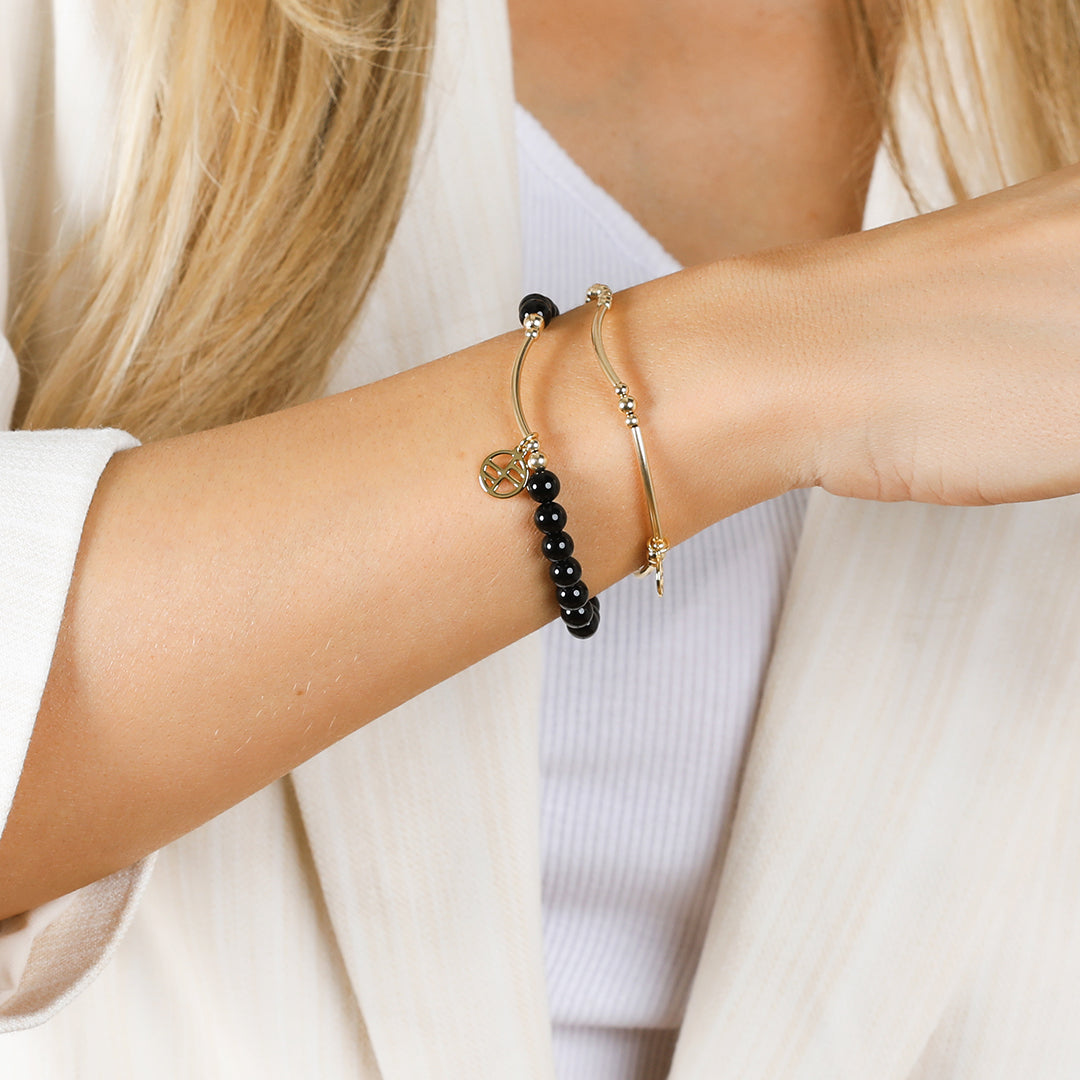 Black Agate Charm Bracelet - Stone of Strength & Protection | Spiritual Jewelry for Meditation, Energy Healing & Everyday Wear