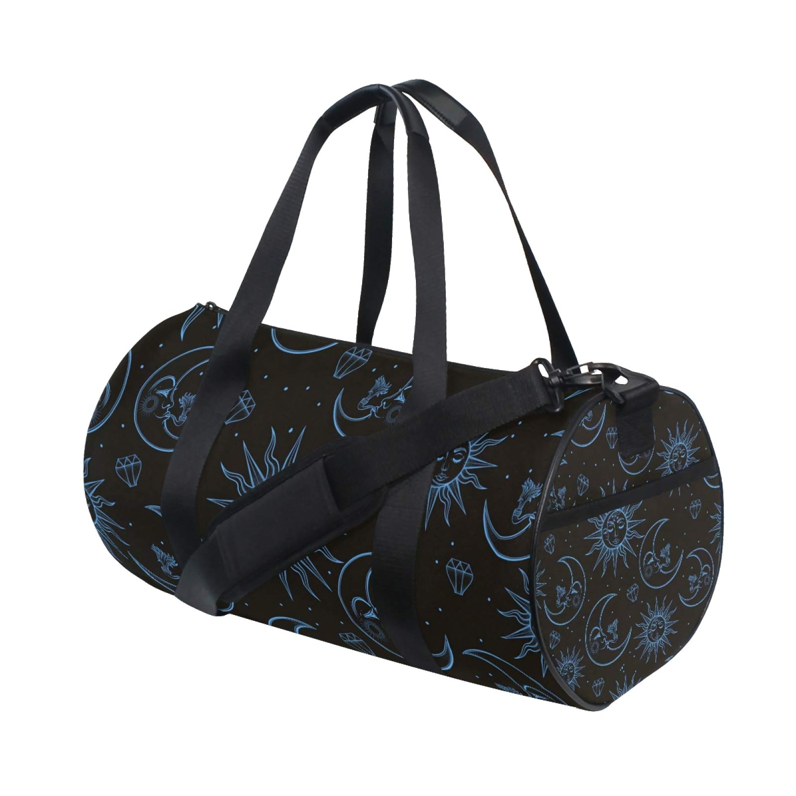 Boho Blue Sun Moon Star Gym Bag - Canvas Sports Duffle for Travel & Workout