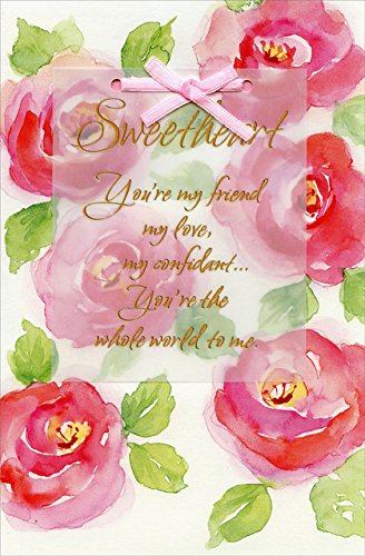 Large Pink Watercolor Flowers Valentine's Day Card - Romantic Greeting Card for Wife, Girlfriend, or Sweetheart | Perfect for Anniversaries, Love Notes & Special Occasions