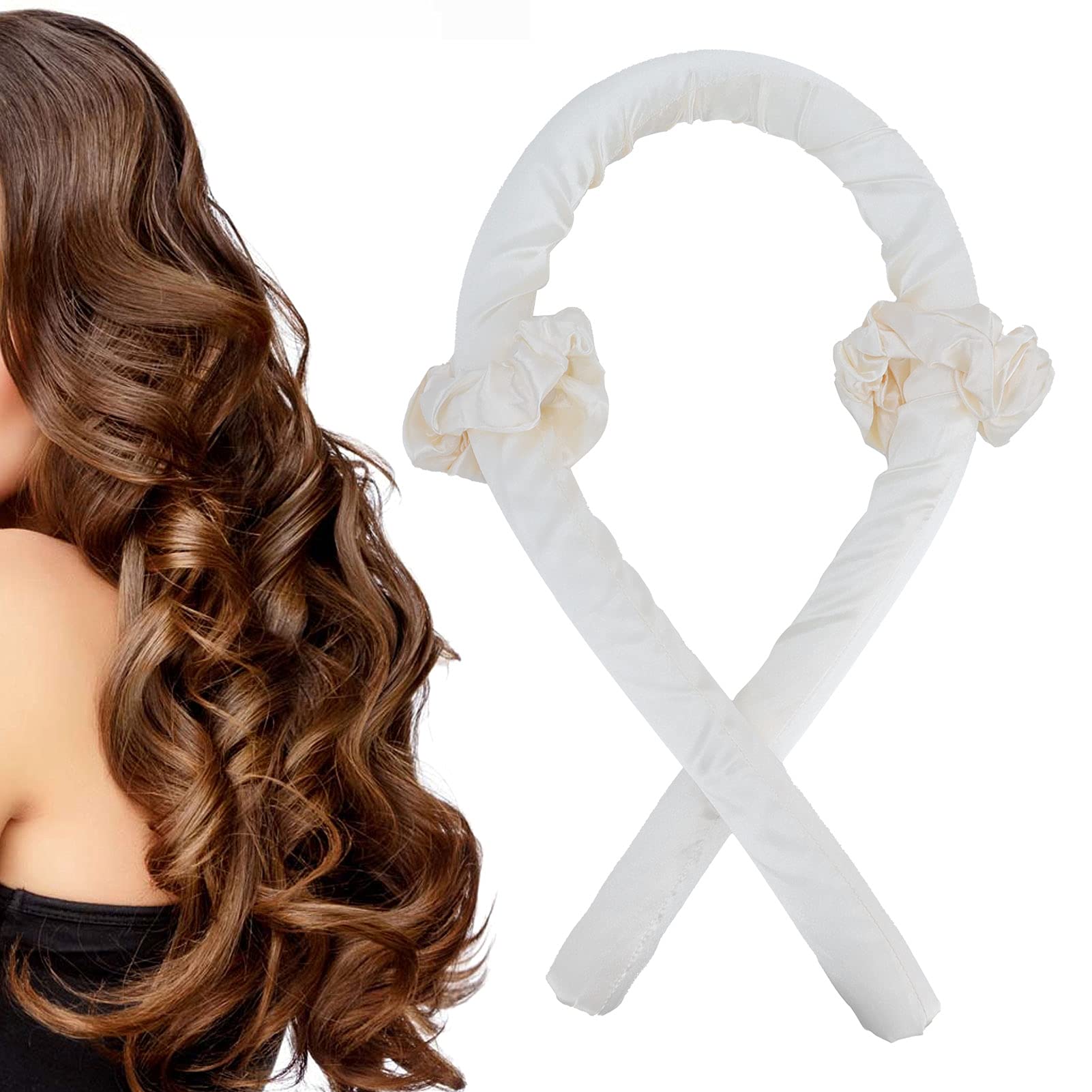 Heatless Curling Rod for Long Hair - No Heat Hair Curlers Set with Soft Wave Rollers & Hair Clip - Natural DIY Styling Tool for Women (Yellow) - Perfect for Home, Party & Everyday Hairstyles