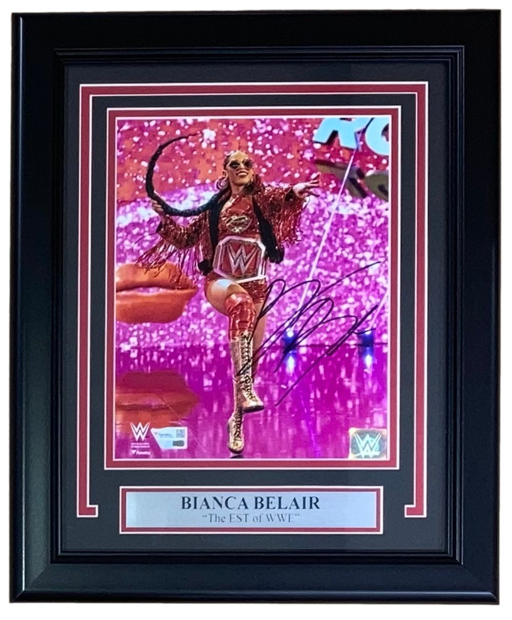 Bianca Belair Autographed WWE 8x10 Photo - Framed Memorabilia for Collectors & Wrestling Fans - Perfect for Home, Office, or Man Cave Decor