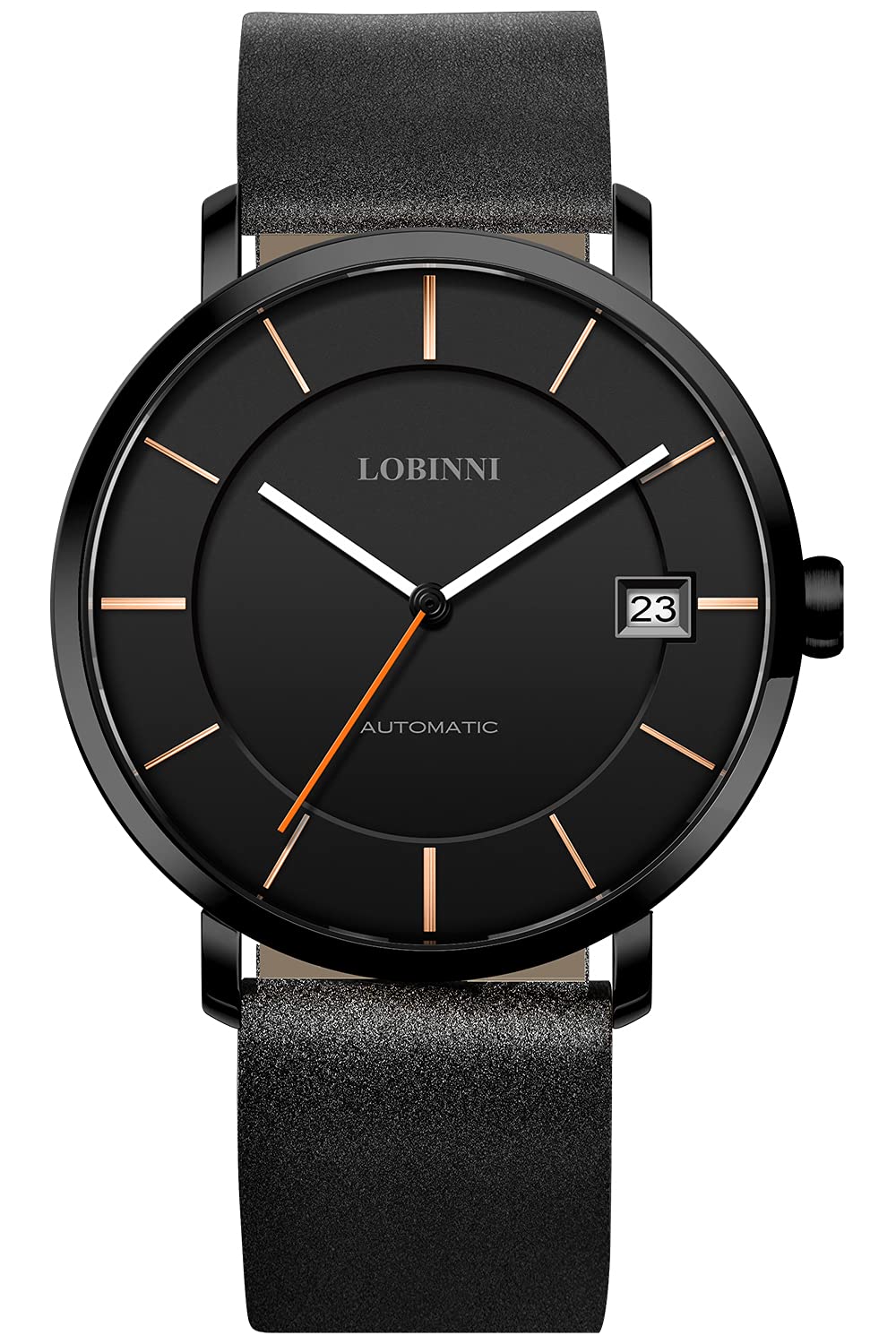 LOBINNI Ultra Thin Dress Mechanical Automatic Calendar Watch for Men & Women - Luxury Analog Business Couple Watches for Formal Occasions, Office Wear & Special Events