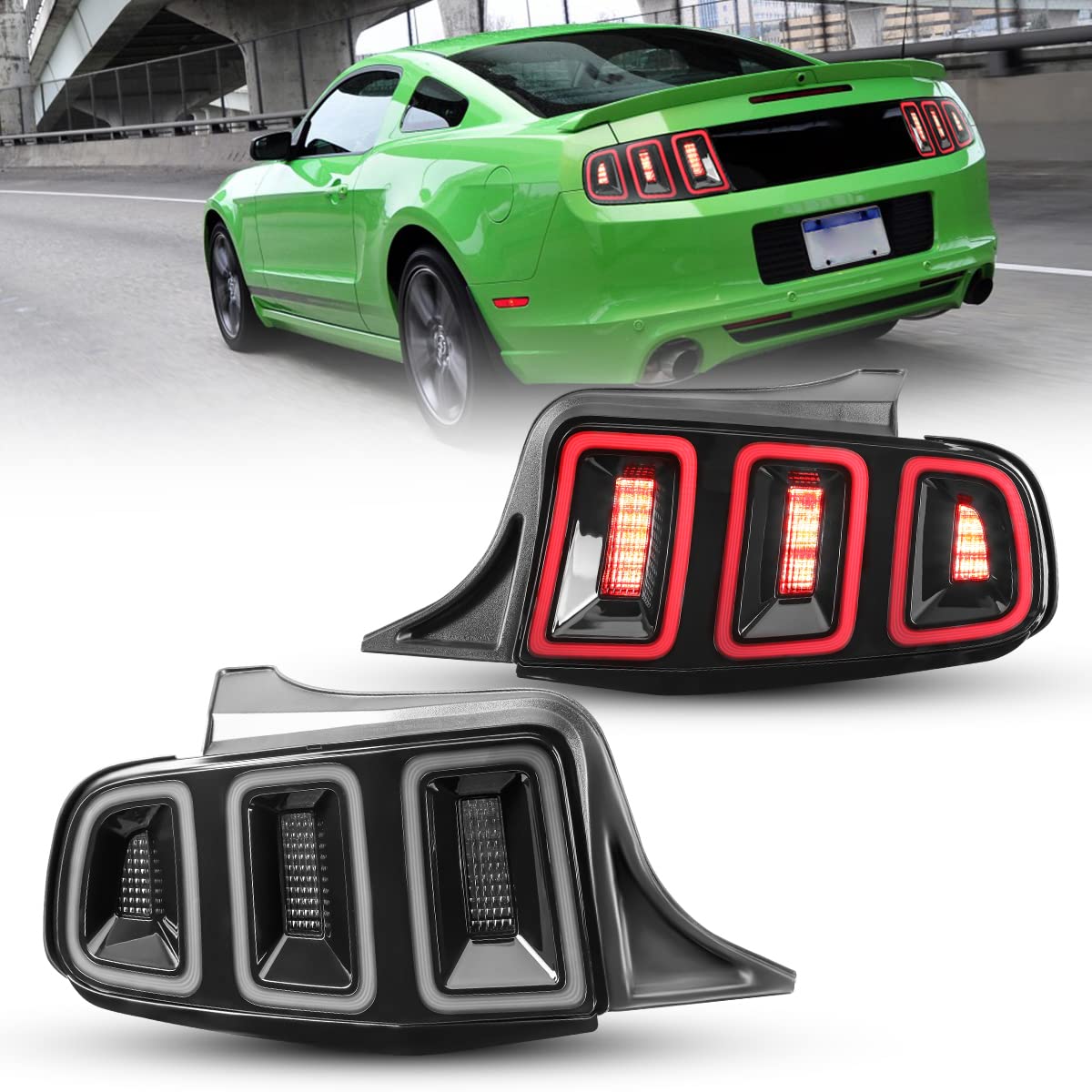 Nixon Offroad LED Tail Lights for Ford Mustang 2010-2014 - Black Housing with Smoke Lens - Direct Replacement Rear Lamps Assembly (1 Pair) - Perfect for Night Driving & Custom Car Upgrades