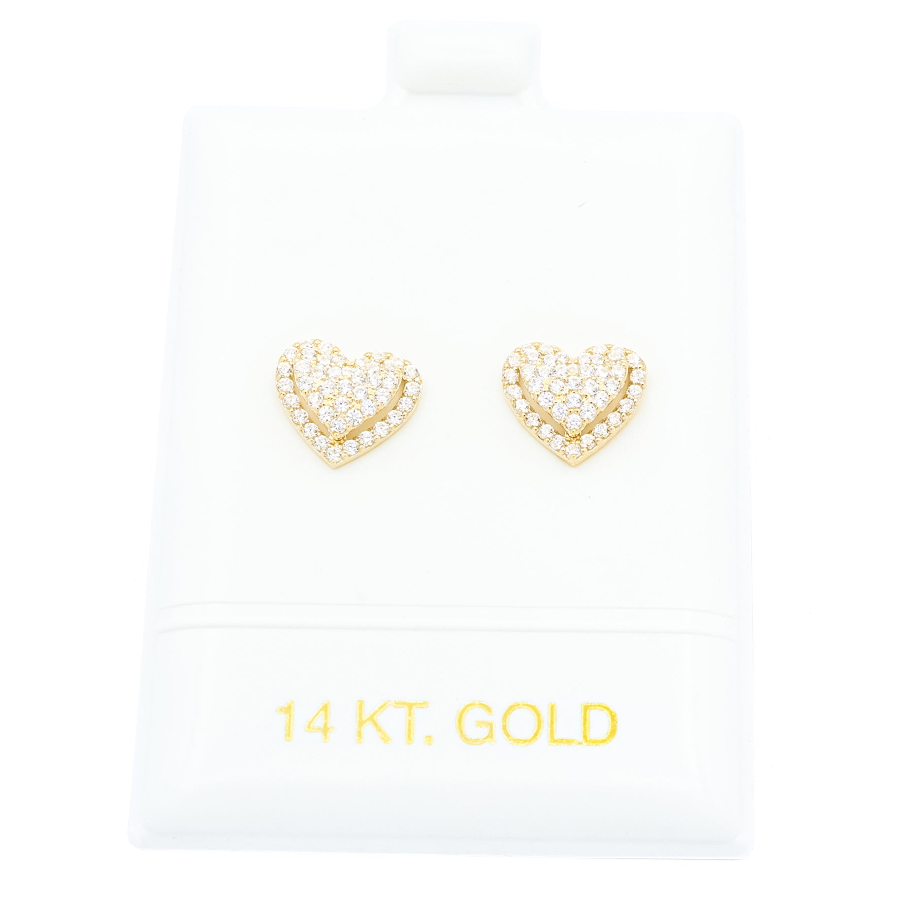 14K Gold Heart CZ Stud Earrings 8MM - Genuine Cubic Zirconia Jewelry for Women - Perfect for Valentine's Day, Anniversary & Romantic Gifts