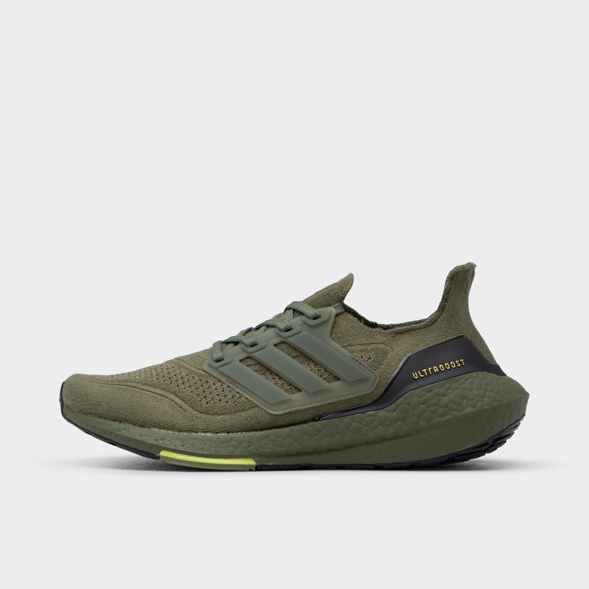 Adidas Ultraboost 21 Running Shoes - Focus Olive/Acid Yellow | Lightweight & Cushioned for Marathon Training & Daily Jogging