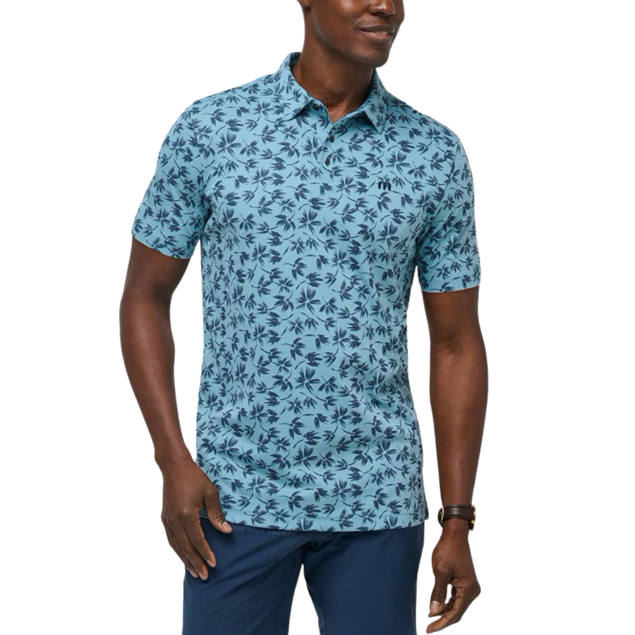 TravisMathew Men's Jungle Print Polo Shirt - Breathable Quick-Dry Golf & Casual Wear for Outdoor Activities