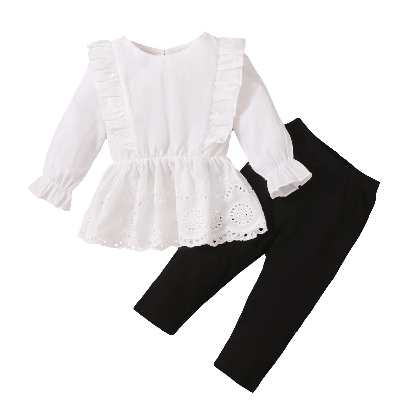 CLOTHBEST Baby Clothes for Boys & Girls - Ruffled Long Sleeve Lace Tops with Pants Outfits & Polo Shirts | Soft Cotton Toddler Outfits for Playtime, Parties & Family Photos