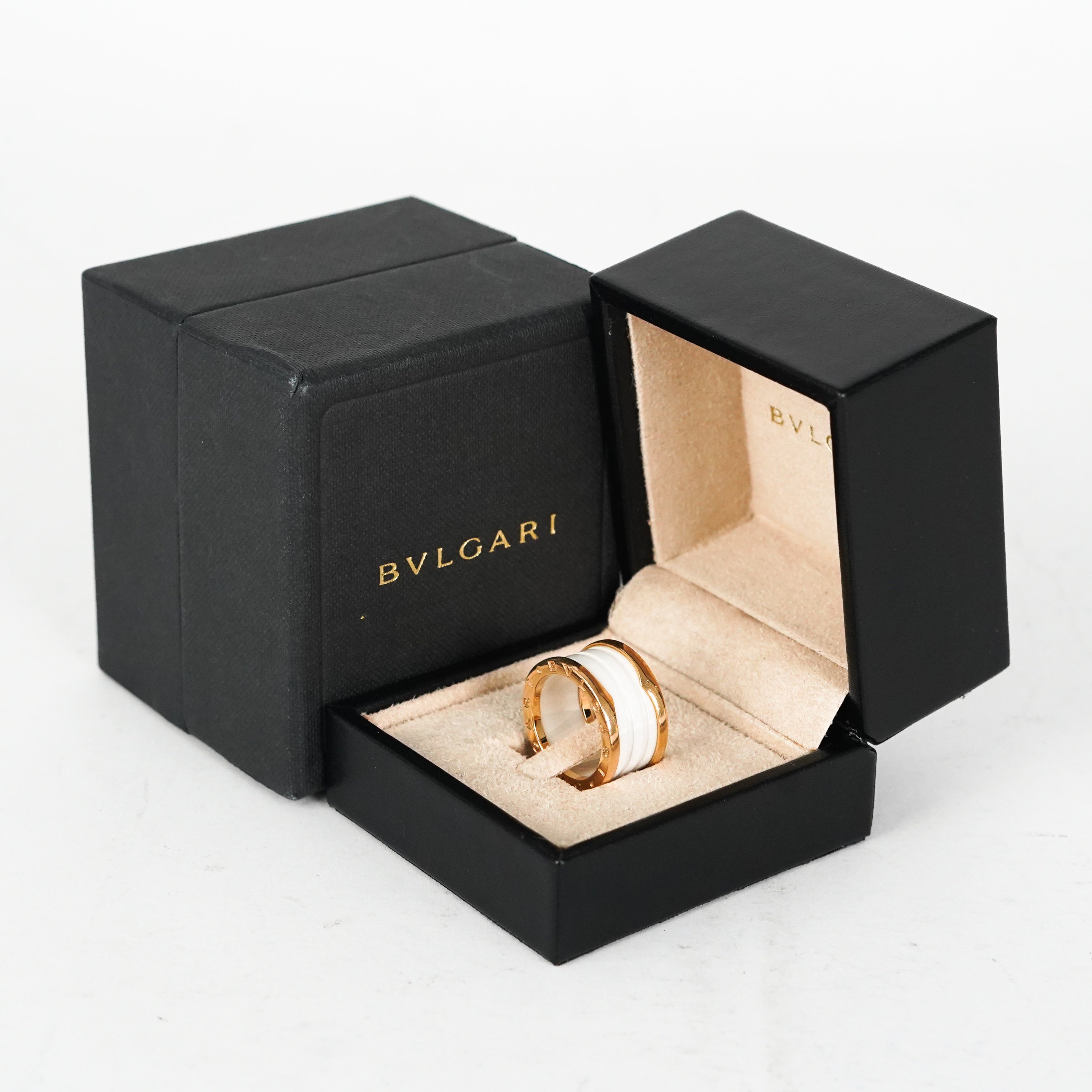 Bvlgari B.Zero.1 Ring in Rose Gold with White Ceramic - Elegant Jewelry for Women, Perfect for Weddings, Anniversaries & Special Occasions