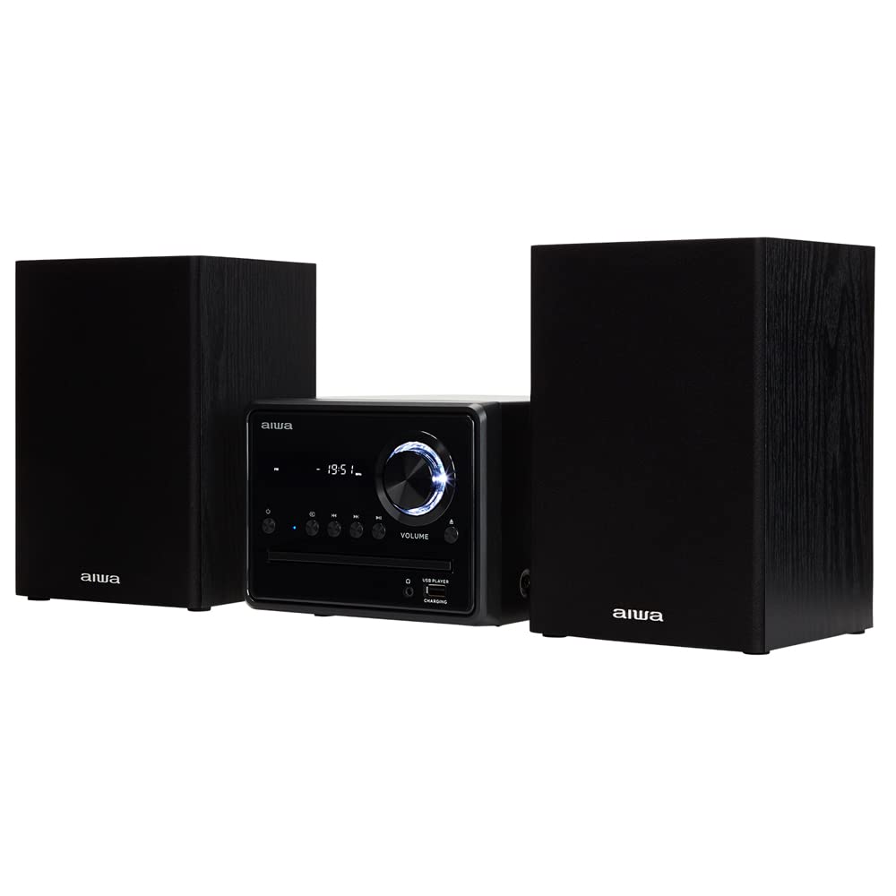 Aiwa MSBTU-300 Hi-Fi Bluetooth Micro System with CD Player, USB Port & FM Radio - Compact Home Audio for Living Room, Bedroom & Office (Black)