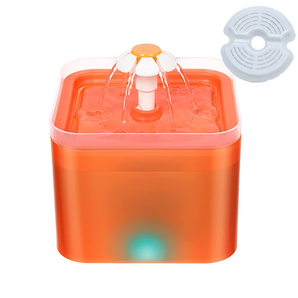 SLATIOM 2L Automatic Cat Water Fountain with LED Light - USB Pet Water Dispenser with Filtration System for Cats - Perfect for Home, Office, or Travel Use (Color: D)