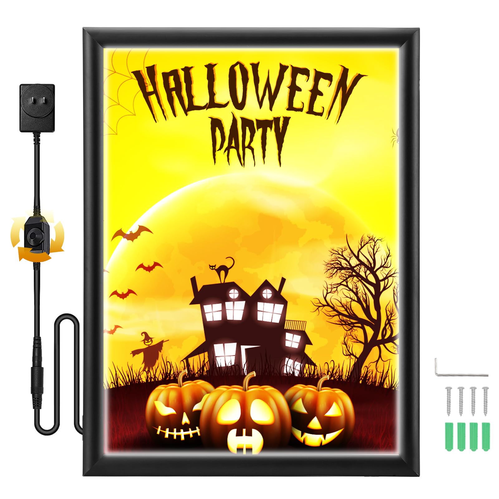 24x36 Inch LED Poster Frame with Dimmer Switch - Adjustable Brightness Illuminated Backlit Movie Display for Home Theater, Exhibition & Advertising | Black Light Box for Wall Decor, Cinema Rooms & Retail Stores