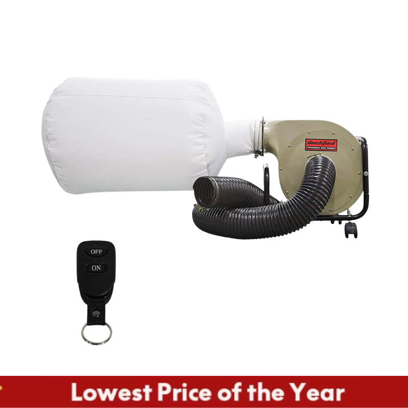 BUCKTOOL 1HP 6.5AMP Wall Mount Dust Collector - Powerful Workshop Air Filtration System for Woodworking, Metalworking, and DIY Projects