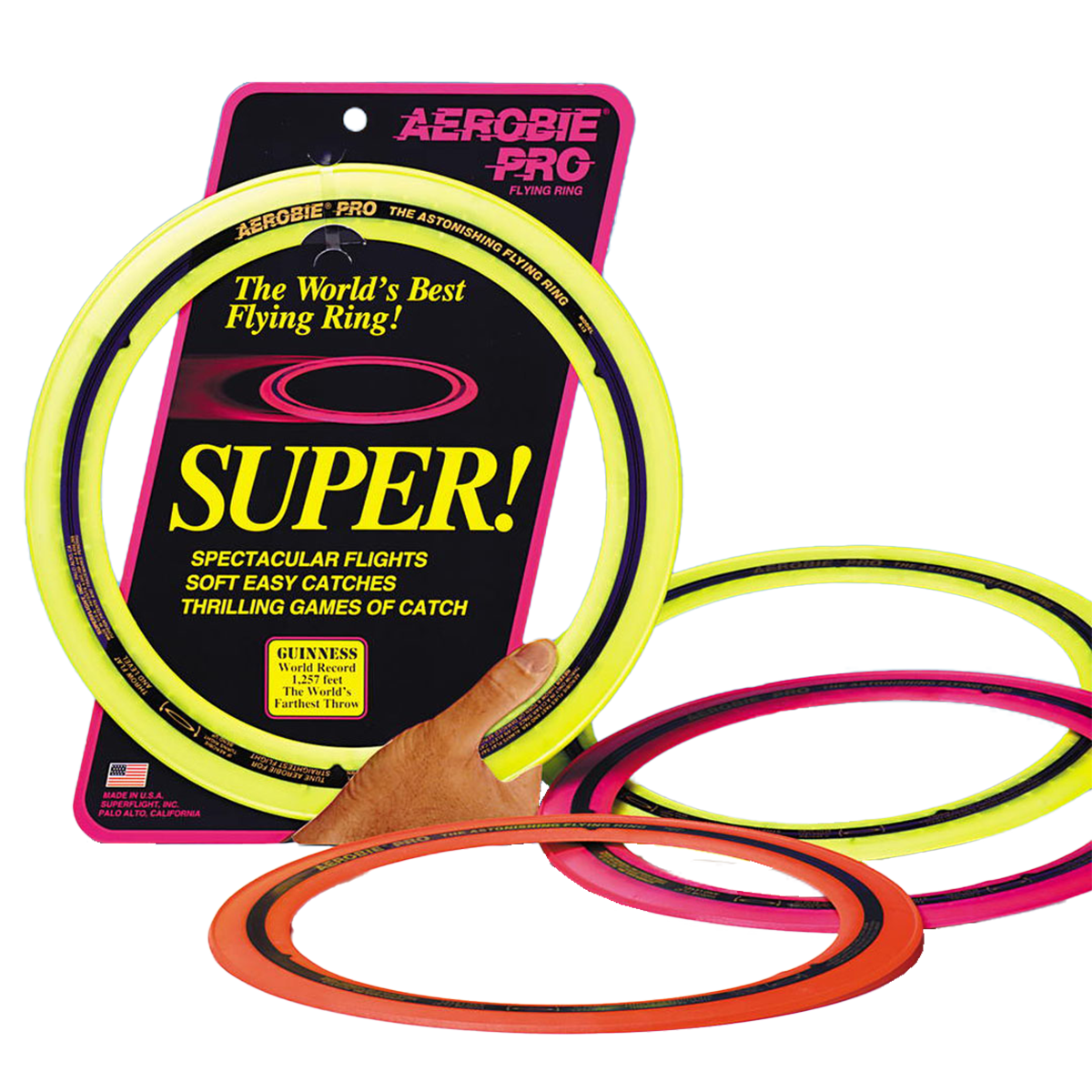 Aerobie Pro Flying Disc Ring - High Performance Outdoor Sport Disc for Ultimate Frisbee, Park Games, and Backyard Fun | Perfect for Beach, Camping, and Family Activities