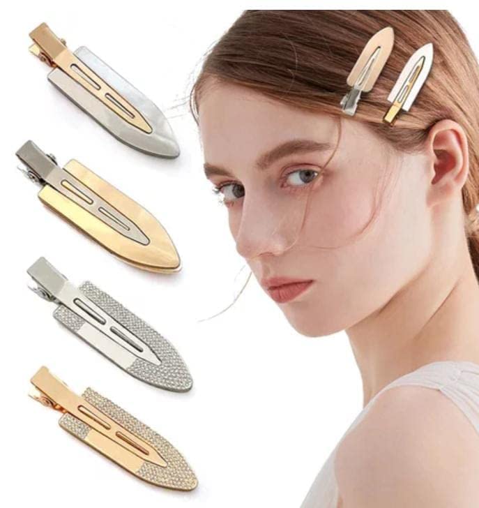 6pcs Rhinestone Hair Clips - Shiny Metal No Bend No Dent Hair Clips for Women & Girls | Diamond Cut Styling Barrettes for Curly Hair, Parties & Weddings