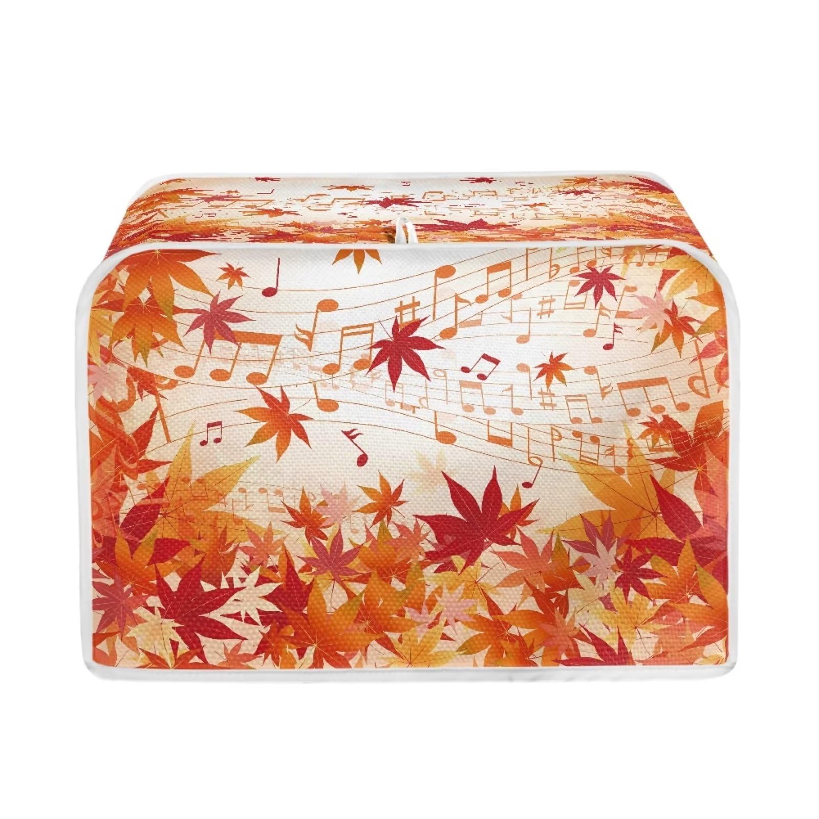Annejudy Maple Leaf with Music Notes Toaster Cover - 4 Slice Bread Toaster Oven Dustproof & Waterproof Kitchen Appliance Cover - Thanksgiving & Fall Kitchen Decor - Perfect for Holiday Gatherings & Home Protection