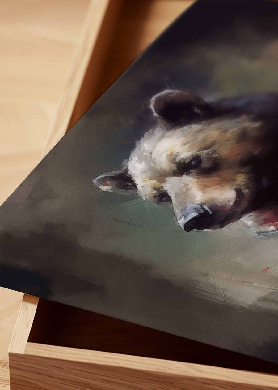 Bear Painting Renaissance Style Portrait - Handmade Oil Painting on Canvas - Wall Art Decor for Living Room, Bedroom & Office
