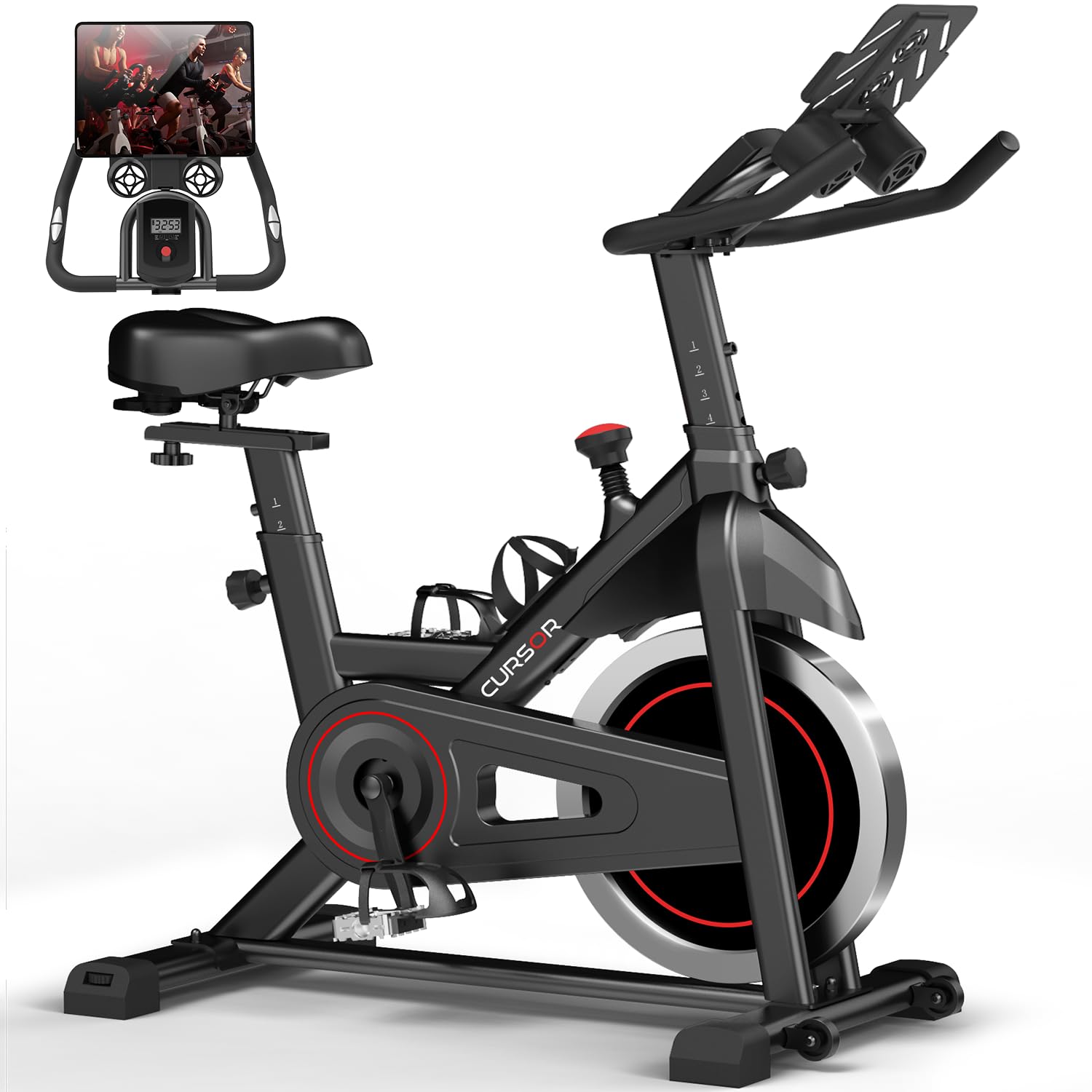 CURSOR FITNESS Exercise Bike for Home - Indoor Cycling Spin Bike with Comfort Seat for Cardio & Strength Training | Perfect for Home Gym, Small Spaces & Apartment Workouts