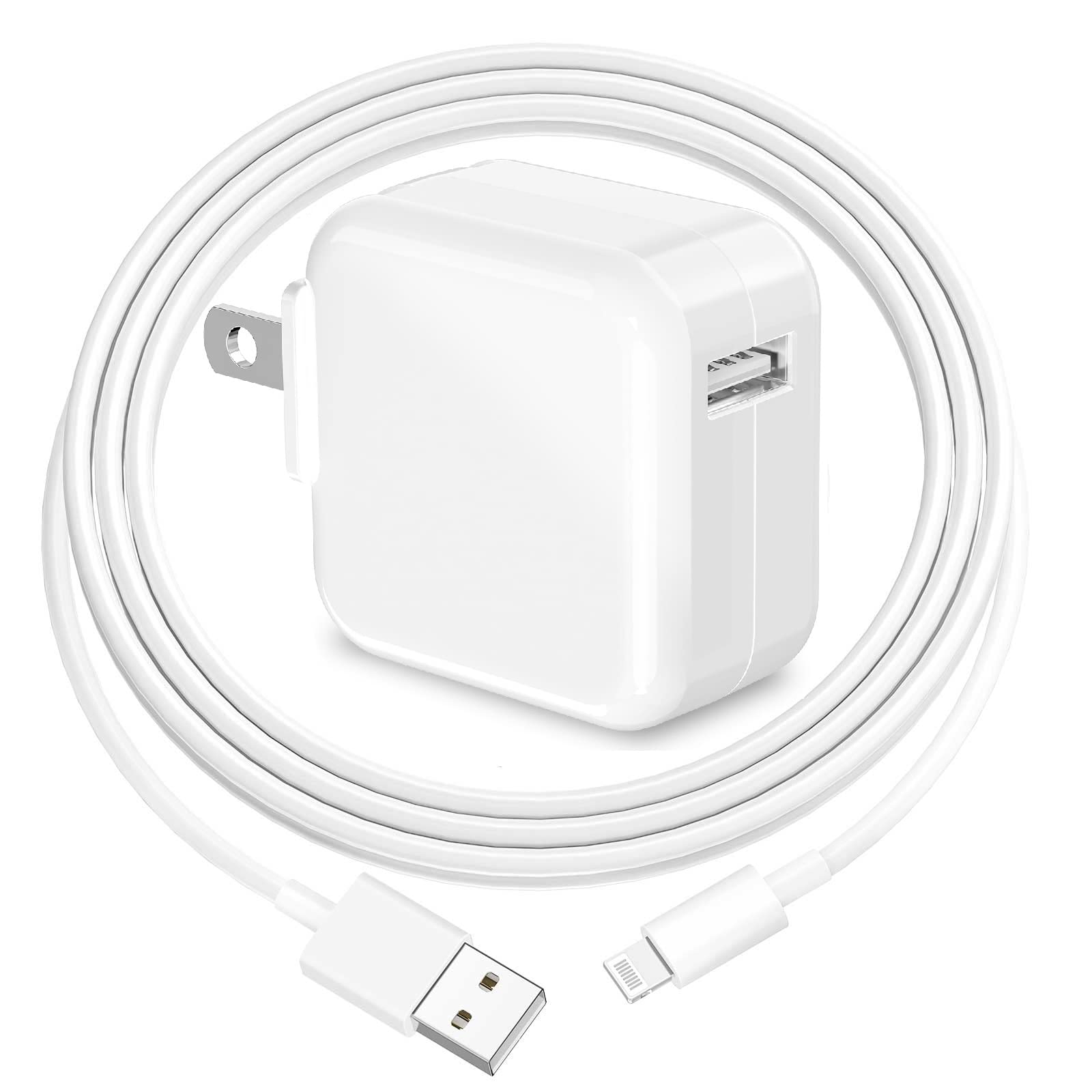 Apple MFi Certified 12W USB Fast Wall Charger with Lightning Cable - Rapid Charging for iPad, iPhone, AirPods | Foldable Travel Plug for Home, Office & On-The-Go Use