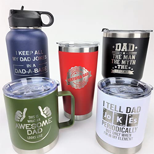 Personalized Engraved 30oz Tumbler for Dad - Custom Navy Blue Insulated Travel Mug - Perfect Father's Day Gift, Office Drinkware & Outdoor Camping Companion