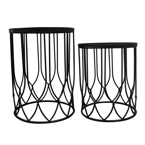 Modern Cannes Side Tables Set of 2 - Round End Tables for Living Room, Bedroom & Patio - Wooden Nightstands with Storage Shelf - Mid-Century Accent Furniture for Small Spaces