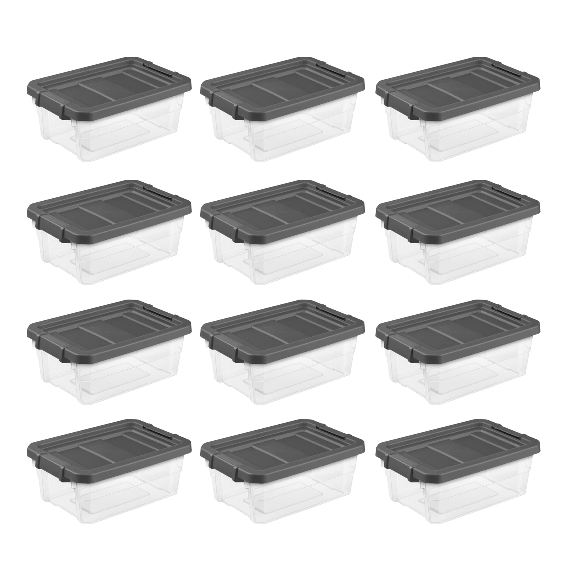 Sterilite 16 Quart Clear Plastic Storage Containers with Lids - 12 Pack Stackable Organizer Bins for Home, Office, Kitchen, Garage & Closet Organization - Durable Multipurpose Storage Boxes in Gray