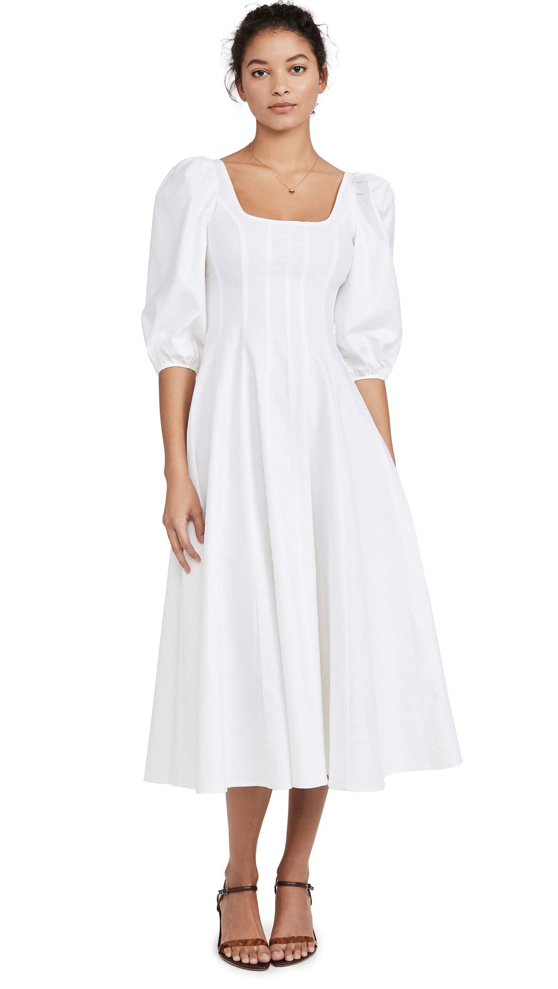 STAUD Women's Swells Dress - Flowy Midi Dress with Ruffles, Summer Beach Dress for Women, Perfect for Vacations, Dates & Outdoor Events