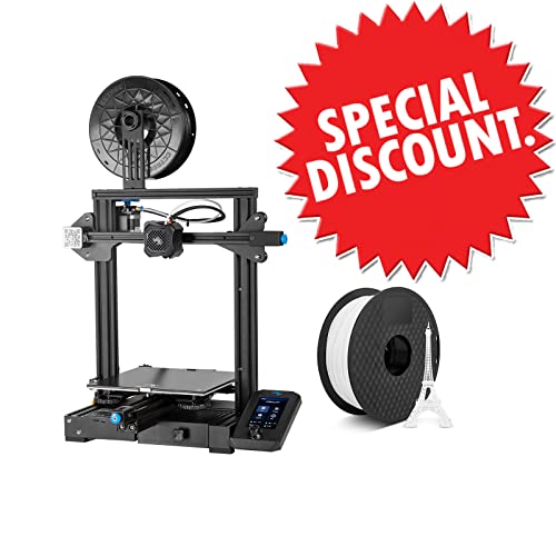 Creality Ender 3 V2 Plus 3D Printer with 1.75mm White PLA Filament - Perfect for Home DIY, Prototyping & Hobby 3D Printing Projects