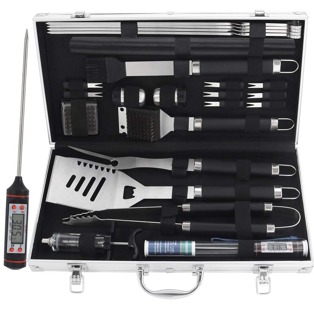 CNMJI 23-Piece Stainless Steel BBQ Grill Tool Set with Storage Case - Complete Outdoor Grilling Accessories Kit for Backyard, Camping & Picnic Cooking