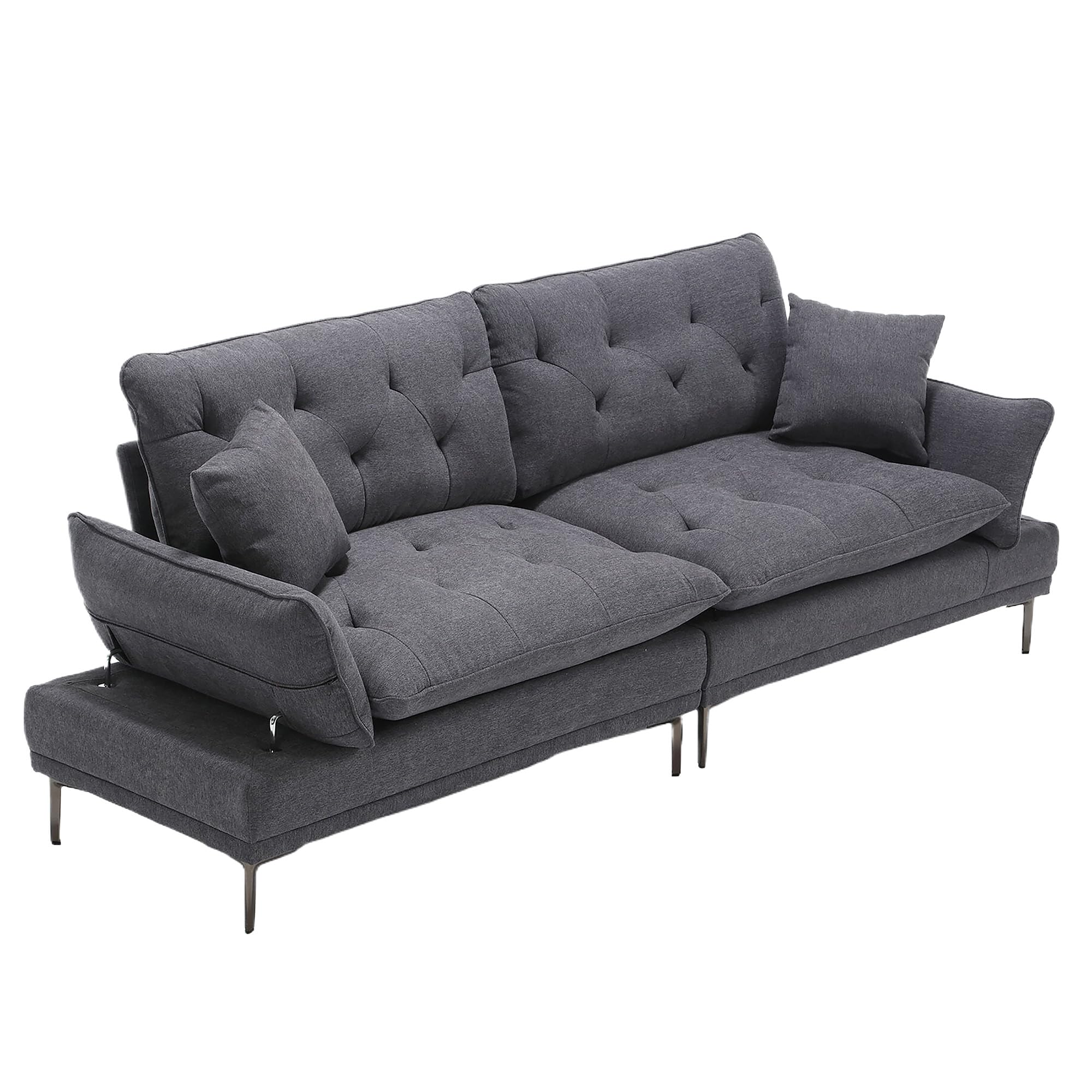 Modern Convertible Futon Sofa Bed - 3-in-1 Multi-Person Sleeper Sofa with 2 Pillows & Soft Backrest | Split Design Lazy Sofa for Living Room, Office, Apartment | Dark Grey | Perfect for Small Spaces, Guest Rooms & Studio Apartments